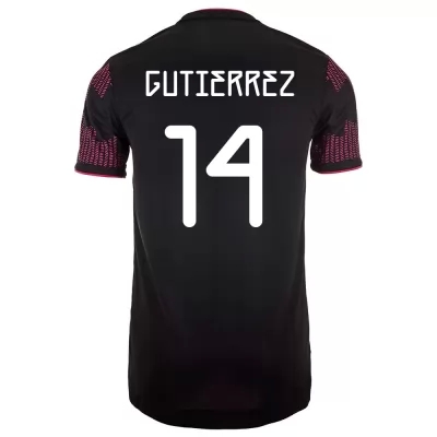 Mujer Selección de fútbol de México Camiseta Erick Gutierrez #14 1ª Equipación Rosa roja 2021 Chile