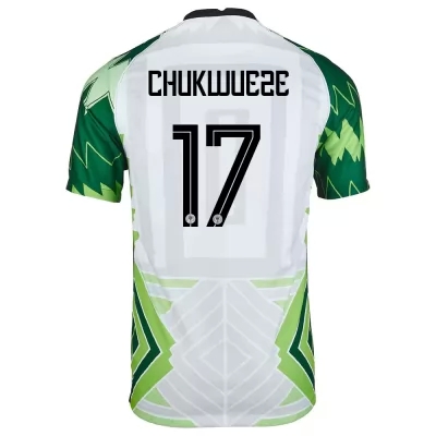 Hombre Selección De Fútbol De Nigeria Camiseta Samuel Chukwueze #17 1ª Equipación Verde Blanco 2021 Chile