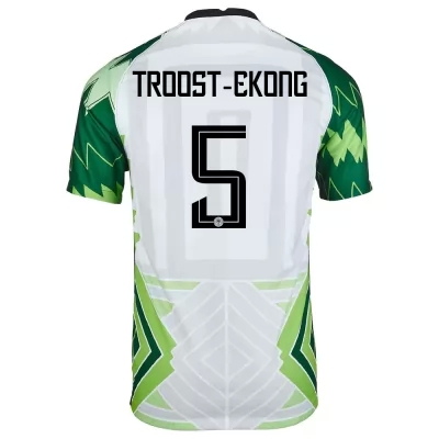 Mujer Selección De Fútbol De Nigeria Camiseta William Troost-ekong #5 1ª Equipación Verde Blanco 2021 Chile