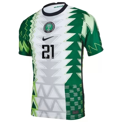 Mujer Selección De Fútbol De Nigeria Camiseta Tyronne Ebuehi #21 1ª Equipación Verde Blanco 2021 Chile