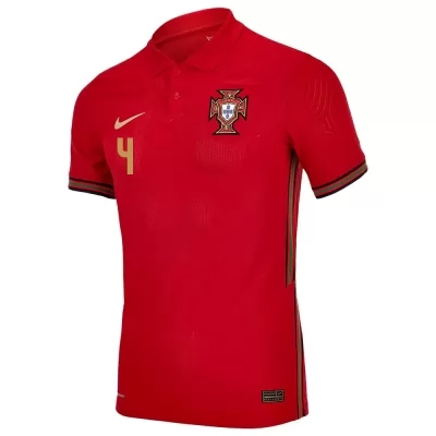 Niño Selección De Fútbol De Portugal Camiseta Ruben Dias #4 1ª Equipación Rojo 2021 Chile