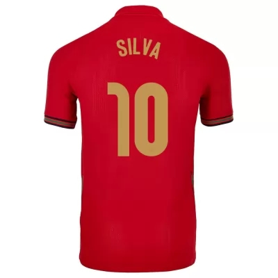 Hombre Selección de fútbol de Portugal Camiseta Bernardo Silva #10 1ª Equipación Rojo 2021 Chile