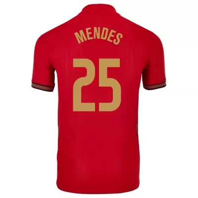 Niño Selección de fútbol de Portugal Camiseta Nuno Mendes #25 1ª Equipación Rojo 2021 Chile