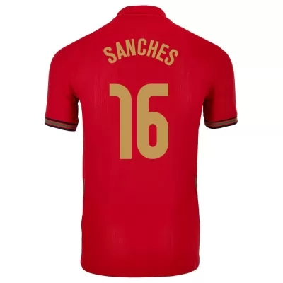 Mujer Selección de fútbol de Portugal Camiseta Renato Sanches #16 1ª Equipación Rojo 2021 Chile