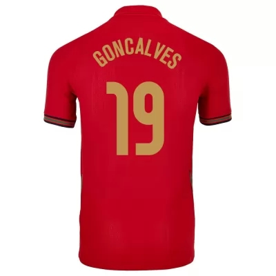 Mujer Selección de fútbol de Portugal Camiseta Pedro Goncalves #19 1ª Equipación Rojo 2021 Chile