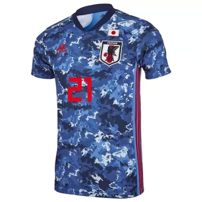 Niño Selección De Fútbol De Japón Camiseta Hayao Kawabe #21 1ª Equipación Azul Oscuro 2021 Chile
