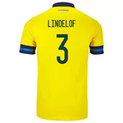 Hombre Selección De Fútbol De Suecia Camiseta Victor Lindelof #3 1ª Equipación Amarillo 2021 Chile