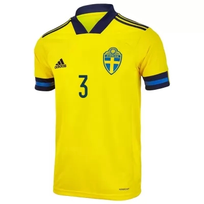 Niño Selección De Fútbol De Suecia Camiseta Victor Lindelof #3 1ª Equipación Amarillo 2021 Chile