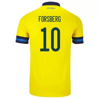 Hombre Selección De Fútbol De Suecia Camiseta Emil Forsberg #10 1ª Equipación Amarillo 2021 Chile