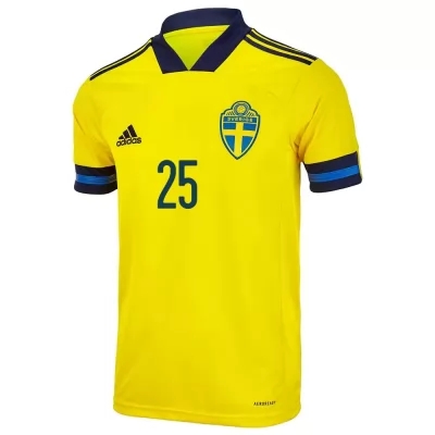 Hombre Selección De Fútbol De Suecia Camiseta Jordan Larsson #25 1ª Equipación Amarillo 2021 Chile