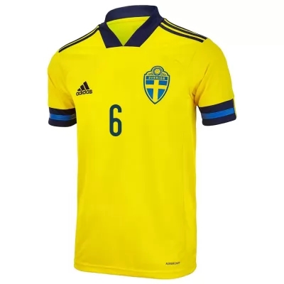 Niño Selección De Fútbol De Suecia Camiseta Ludwig Augustinsson #6 1ª Equipación Amarillo 2021 Chile