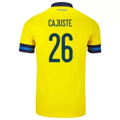 Hombre Selección De Fútbol De Suecia Camiseta Jens Cajuste #26 1ª Equipación Amarillo 2021 Chile