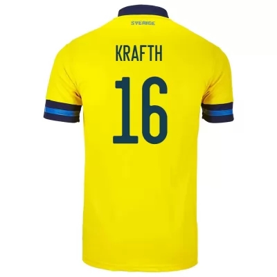 Niño Selección De Fútbol De Suecia Camiseta Emil Krafth #16 1ª Equipación Amarillo 2021 Chile