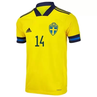 Mujer Selección De Fútbol De Suecia Camiseta Filip Helander #14 1ª Equipación Amarillo 2021 Chile