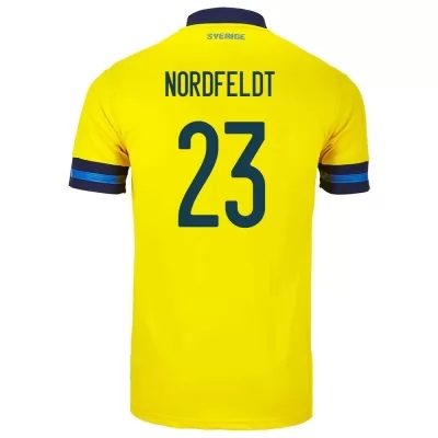 Niño Selección De Fútbol De Suecia Camiseta Kristoffer Nordfeldt #23 1ª Equipación Amarillo 2021 Chile