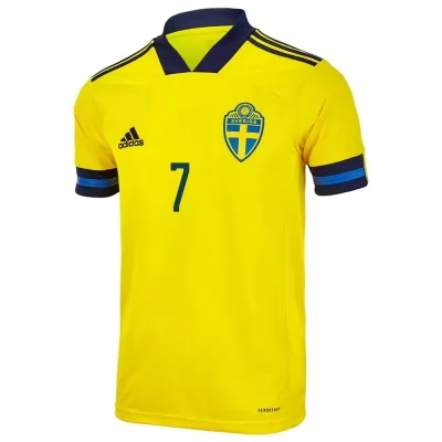 Mujer Selección De Fútbol De Suecia Camiseta Sebastian Larsson #7 1ª Equipación Amarillo 2021 Chile