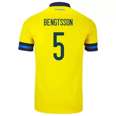 Hombre Selección De Fútbol De Suecia Camiseta Pierre Bengtsson #5 1ª Equipación Amarillo 2021 Chile