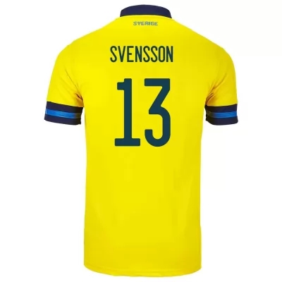 Mujer Selección De Fútbol De Suecia Camiseta Gustav Svensson #13 1ª Equipación Amarillo 2021 Chile