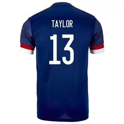 Mujer Selección De Fútbol De Escocia Camiseta Greg Taylor #13 1ª Equipación Azul Oscuro 2021 Chile