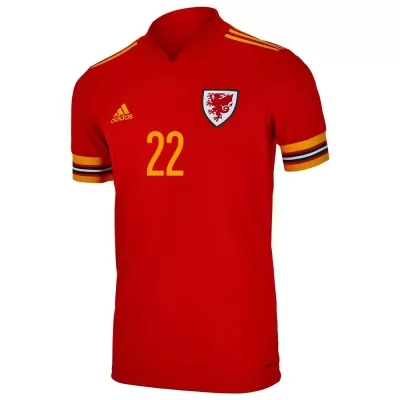 Mujer Selección De Fútbol De Gales Camiseta Chris Mepham #22 1ª Equipación Rojo 2021 Chile
