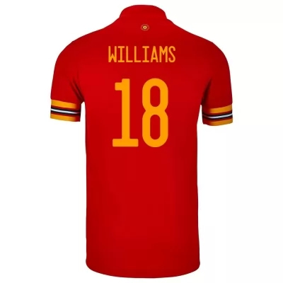Mujer Selección De Fútbol De Gales Camiseta Jonathan Williams #18 1ª Equipación Rojo 2021 Chile