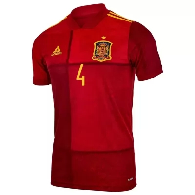 Hombre Selección De Fútbol De España Camiseta Pau Torres #4 1ª Equipación Rojo 2021 Chile