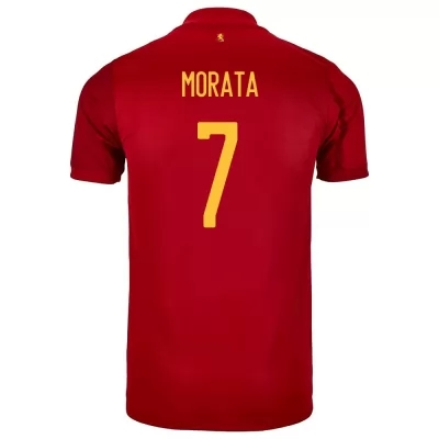 Mujer Selección de fútbol de España Camiseta Alvaro Morata #7 1ª Equipación Rojo 2021 Chile