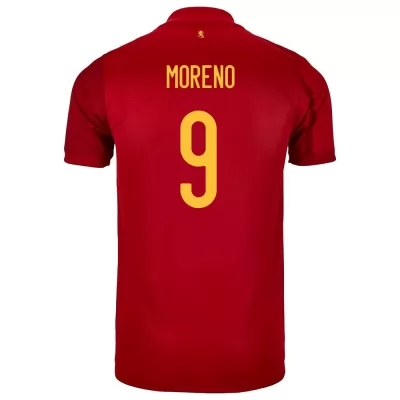 Hombre Selección de fútbol de España Camiseta Gerard Moreno #9 1ª Equipación Rojo 2021 Chile