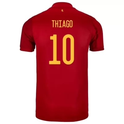 Niño Selección de fútbol de España Camiseta Thiago #10 1ª Equipación Rojo 2021 Chile