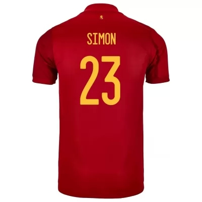 Hombre Selección de fútbol de España Camiseta Unai Simon #23 1ª Equipación Rojo 2021 Chile
