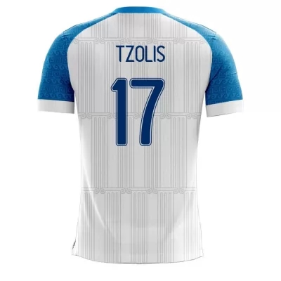 Mujer Selección De Fútbol De Grecia Camiseta Christos Tzolis #17 1ª Equipación Blanco 2021 Chile