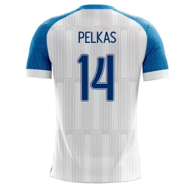 Niño Selección De Fútbol De Grecia Camiseta Dimitrios Pelkas #14 1ª Equipación Blanco 2021 Chile