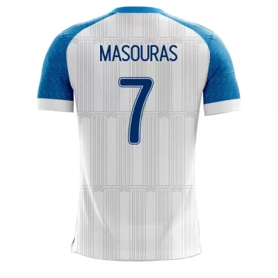 Mujer Selección De Fútbol De Grecia Camiseta Georgios Masouras #7 1ª Equipación Blanco 2021 Chile
