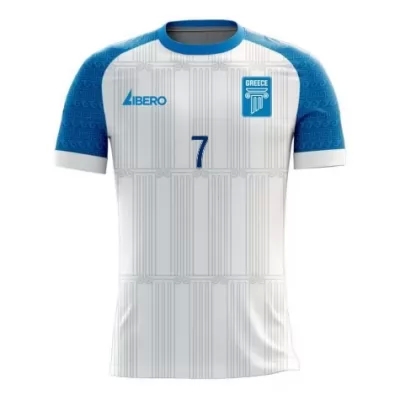 Niño Selección De Fútbol De Grecia Camiseta Georgios Masouras #7 1ª Equipación Blanco 2021 Chile
