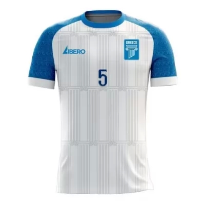 Niño Selección De Fútbol De Grecia Camiseta Andreas Bouchalakis #5 1ª Equipación Blanco 2021 Chile