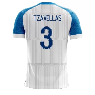 Niño Selección De Fútbol De Grecia Camiseta Georgios Tzavellas #3 1ª Equipación Blanco 2021 Chile