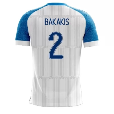 Mujer Selección De Fútbol De Grecia Camiseta Michalis Bakakis #2 1ª Equipación Blanco 2021 Chile