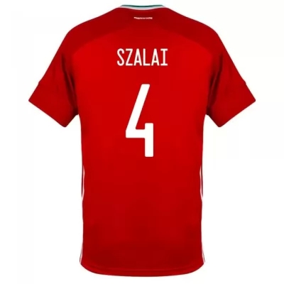 Niño Selección De Fútbol De Hungría Camiseta Attila Szalai #4 1ª Equipación Rojo 2021 Chile