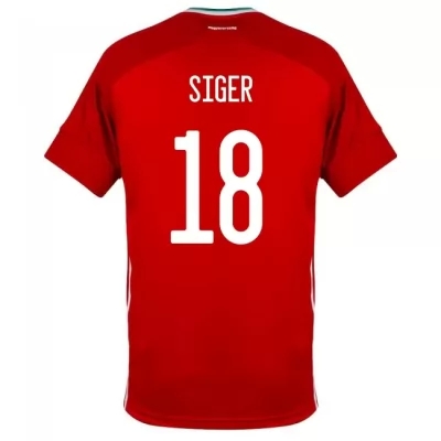 Mujer Selección De Fútbol De Hungría Camiseta David Siger #18 1ª Equipación Rojo 2021 Chile