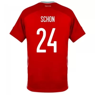 Mujer Selección De Fútbol De Hungría Camiseta Szabolcs Schon #24 1ª Equipación Rojo 2021 Chile