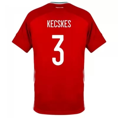 Niño Selección De Fútbol De Hungría Camiseta Akos Kecskes #3 1ª Equipación Rojo 2021 Chile