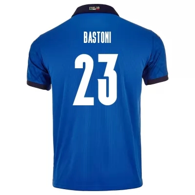 Mujer Selección de fútbol de Italia Camiseta Alessandro Bastoni #23 1ª Equipación Azul 2021 Chile