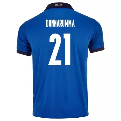 Mujer Selección de fútbol de Italia Camiseta Gianluigi Donnarumma #21 1ª Equipación Azul 2021 Chile