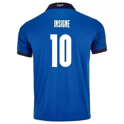 Hombre Selección de fútbol de Italia Camiseta Lorenzo Insigne #10 1ª Equipación Azul 2021 Chile