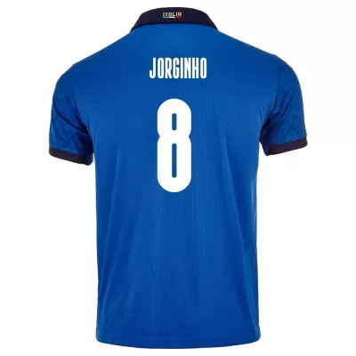 Niño Selección de fútbol de Italia Camiseta Jorginho #8 1ª Equipación Azul 2021 Chile
