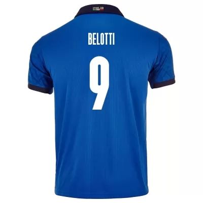 Niño Selección de fútbol de Italia Camiseta Andrea Belotti #9 1ª Equipación Azul 2021 Chile