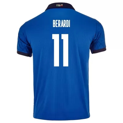 Hombre Selección de fútbol de Italia Camiseta Domenico Berardi #11 1ª Equipación Azul 2021 Chile