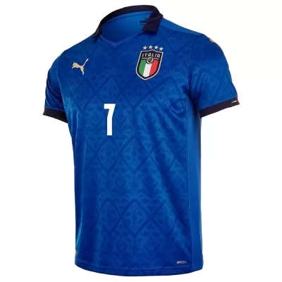 Mujer Selección de fútbol de Italia Camiseta Gaetano Castrovilli #7 1ª Equipación Azul 2021 Chile