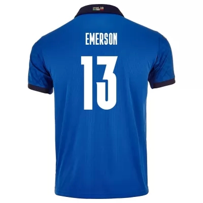 Hombre Selección de fútbol de Italia Camiseta Emerson #13 1ª Equipación Azul 2021 Chile