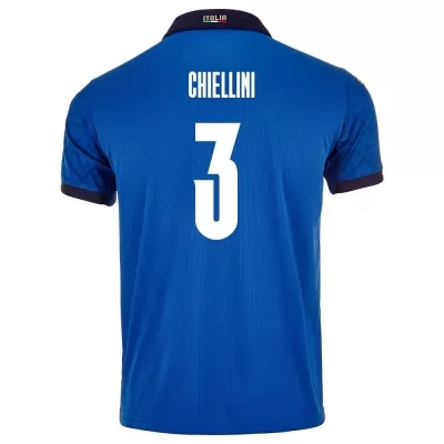 Hombre Selección de fútbol de Italia Camiseta Giorgio Chiellini #3 1ª Equipación Azul 2021 Chile